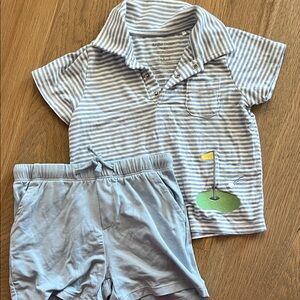 Angel Dear Light Blue and White Striped Shirt